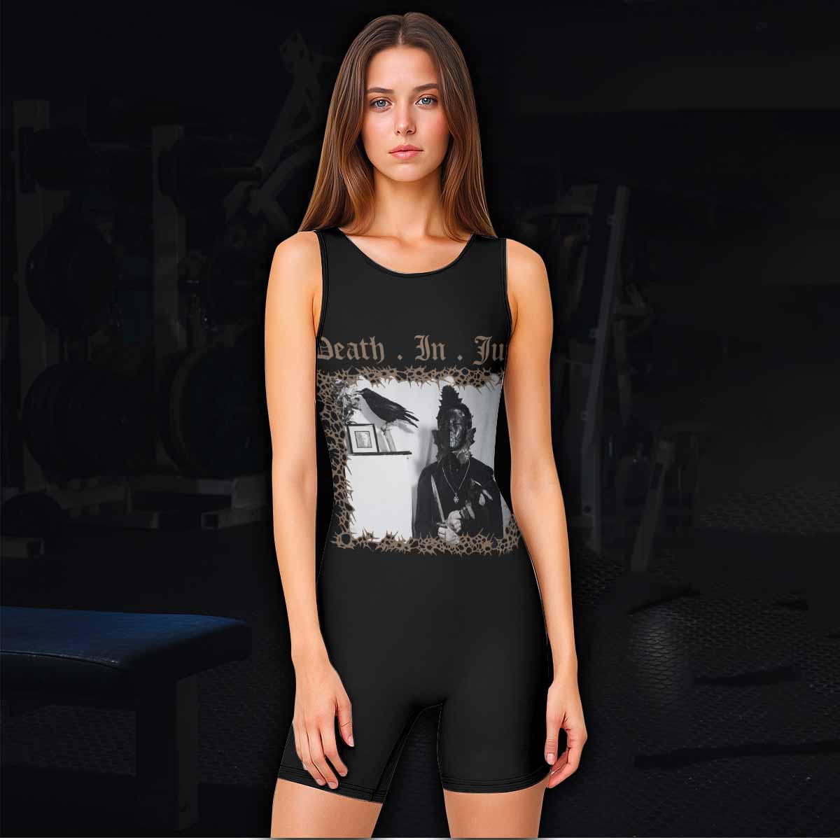 Death in June Ritual Raven Wrestling Singlet - women's lifestyle view