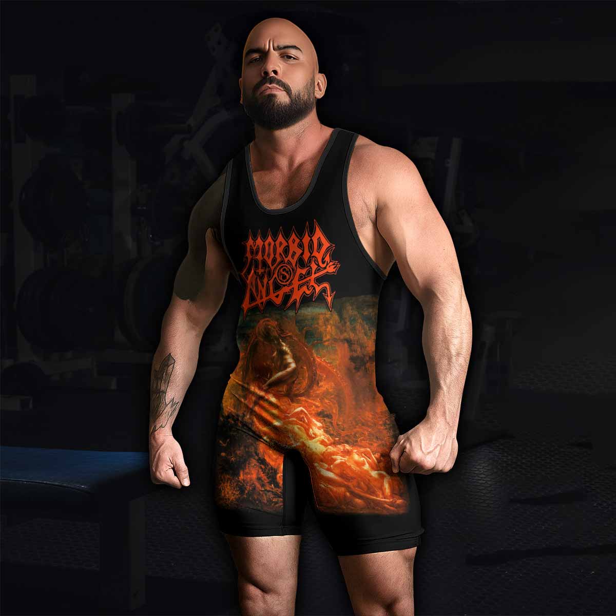 Morbid Angel Altars of Madness Wrestling Singlet - men's lifestyle view