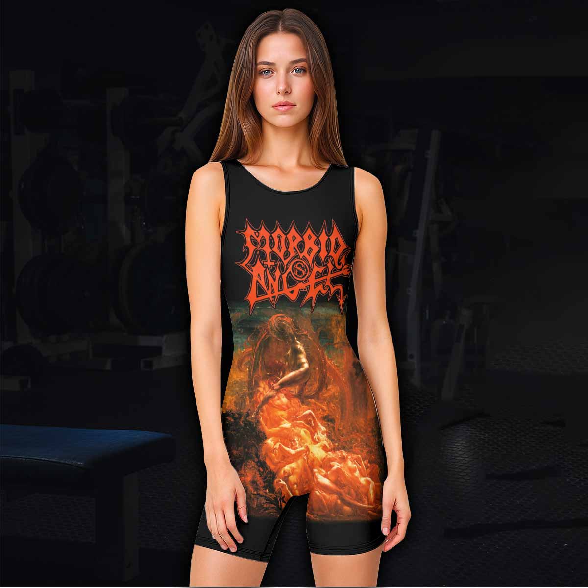 Morbid Angel Altars of Madness Wrestling Singlet - women's lifestyle view