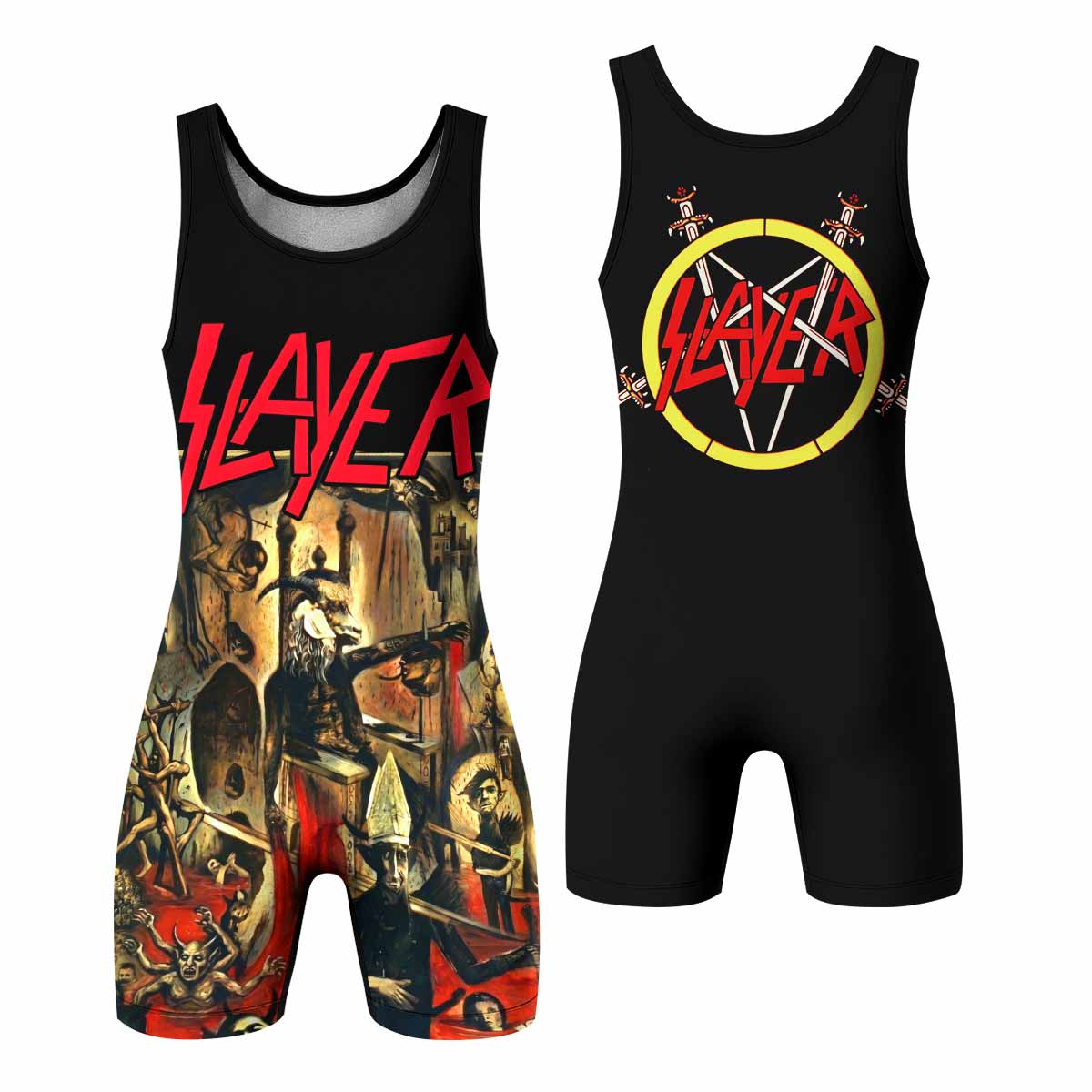 South of Heaven Slayer Wrestling Singlet - front and back view