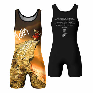 Korn Follow the Leader Hopscotch Wrestling Singlet - front and back view
