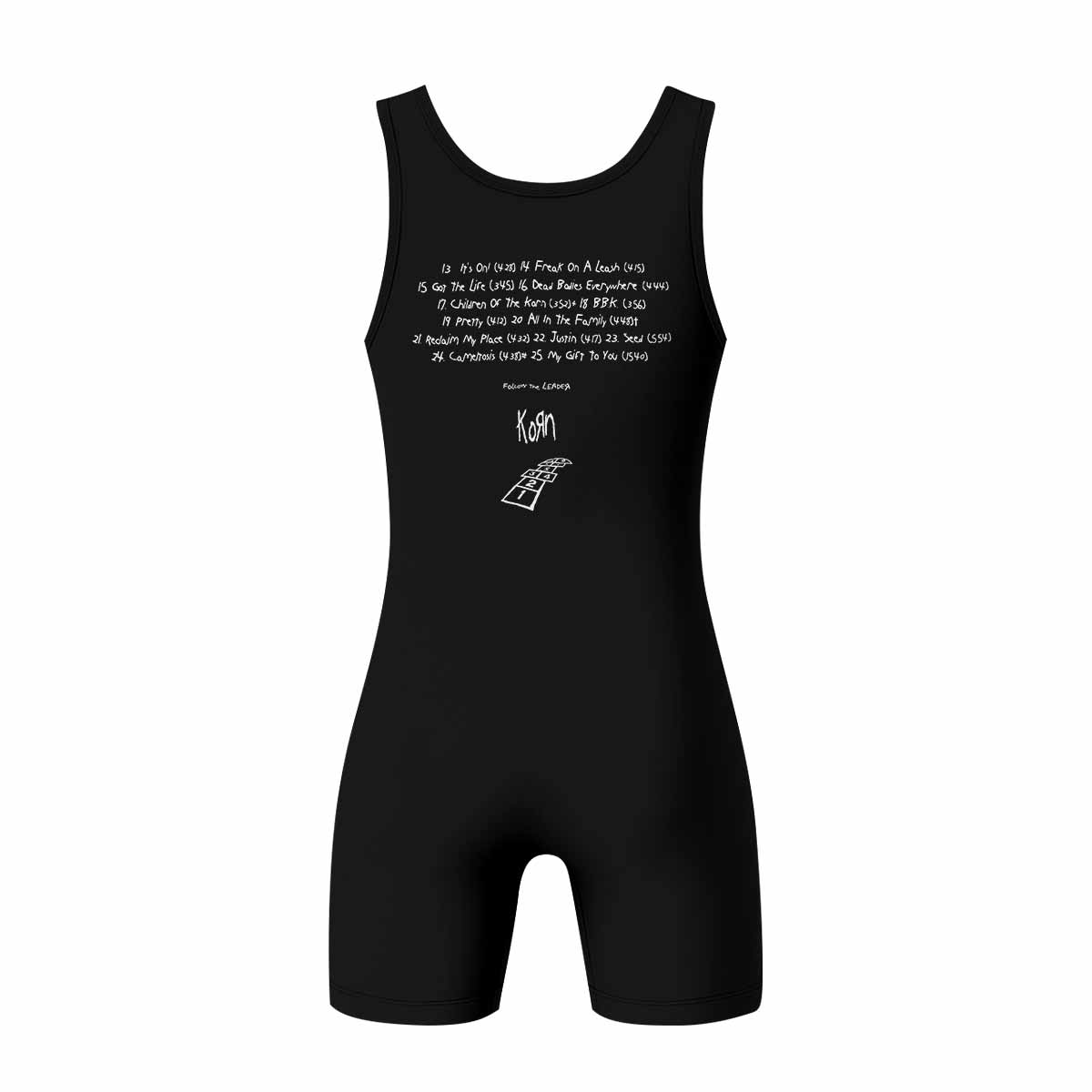 Korn Follow the Leader Hopscotch Wrestling Singlet - back view mockup