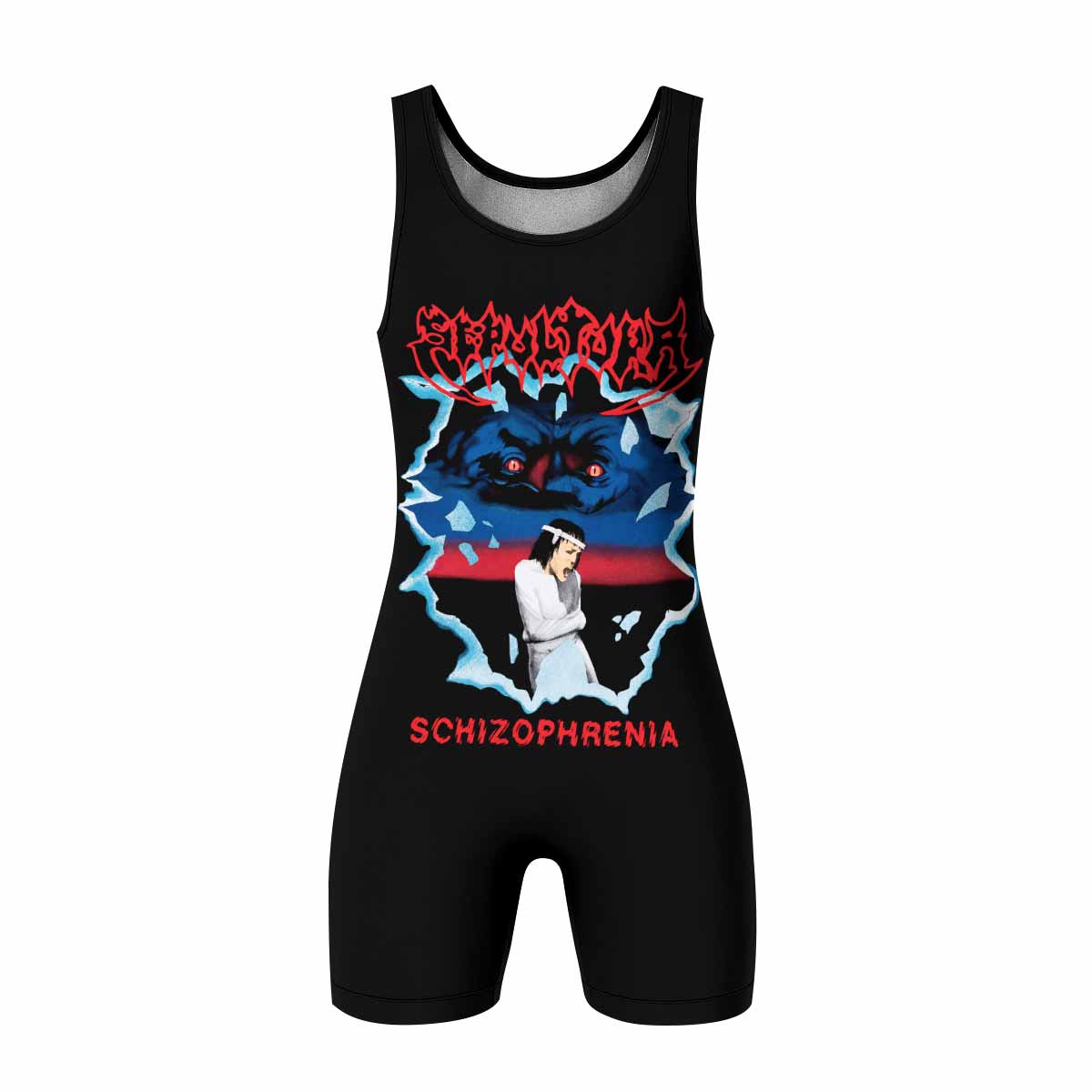 Sepultura Schizophrenia Wrestling Singlet - front view mockup