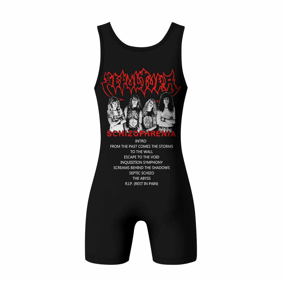 Sepultura Schizophrenia Wrestling Singlet - back view mockup