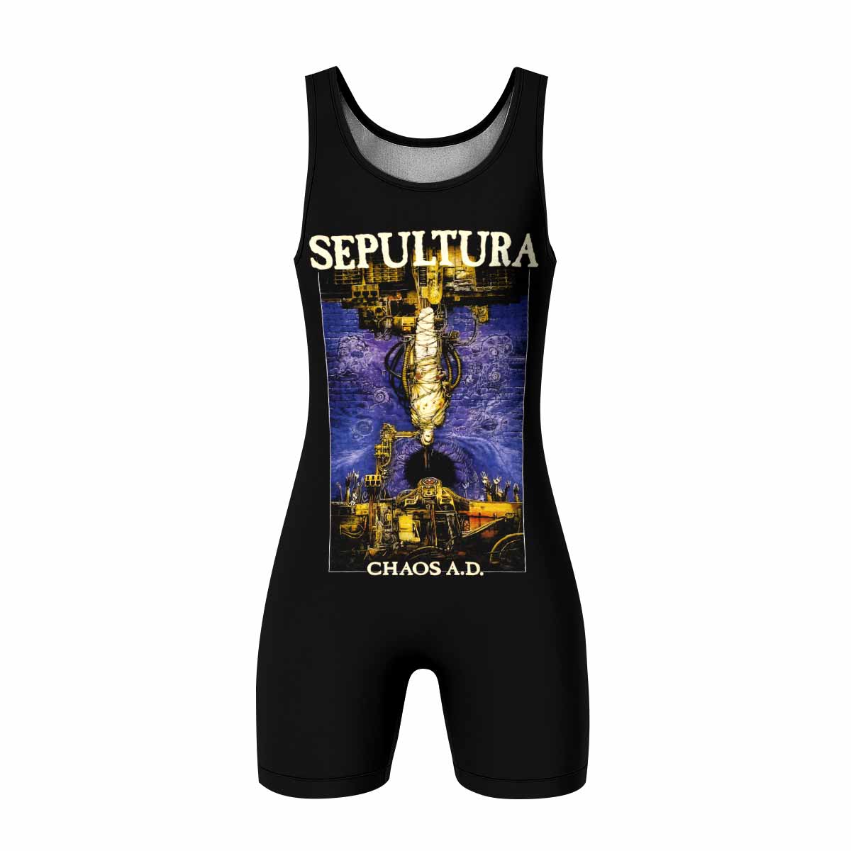 Chaos A.D. Sepultura Wrestling Singlet - front view mockup