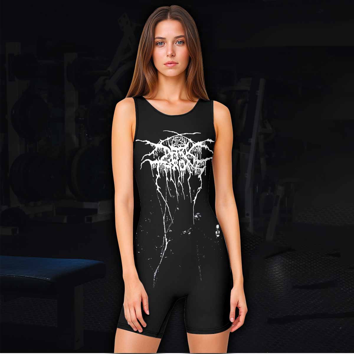 Darkthrone Under a Funeral Moon Wrestling Singlet - women's lifestyle view