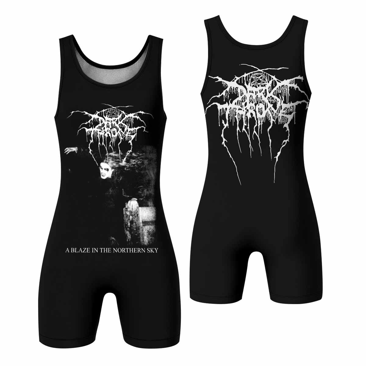 Darkthrone A Blaze in the Northern Sky Wrestling Singlet - front and back view