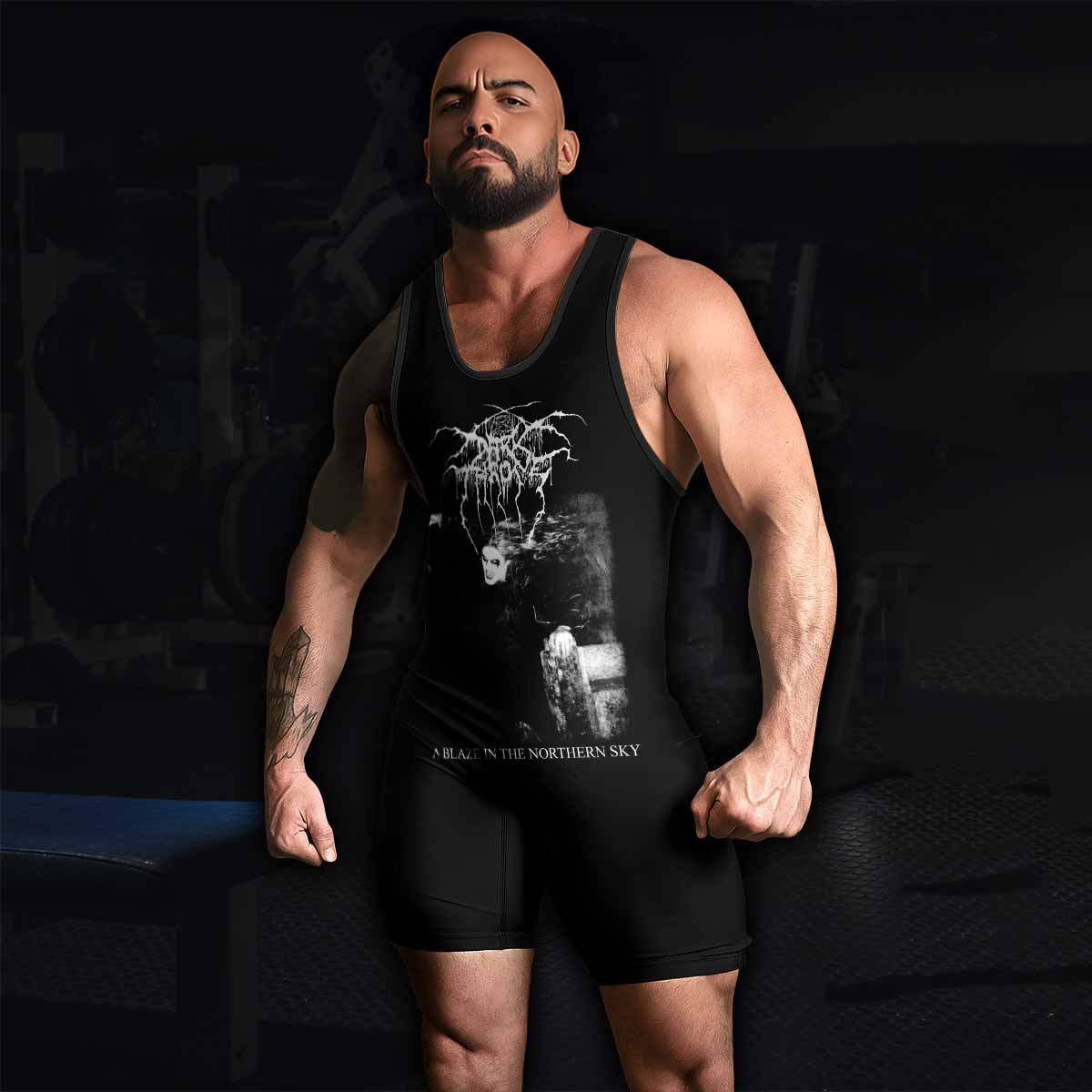 Darkthrone A Blaze in the Northern Sky Wrestling Singlet - men's lifestyle view