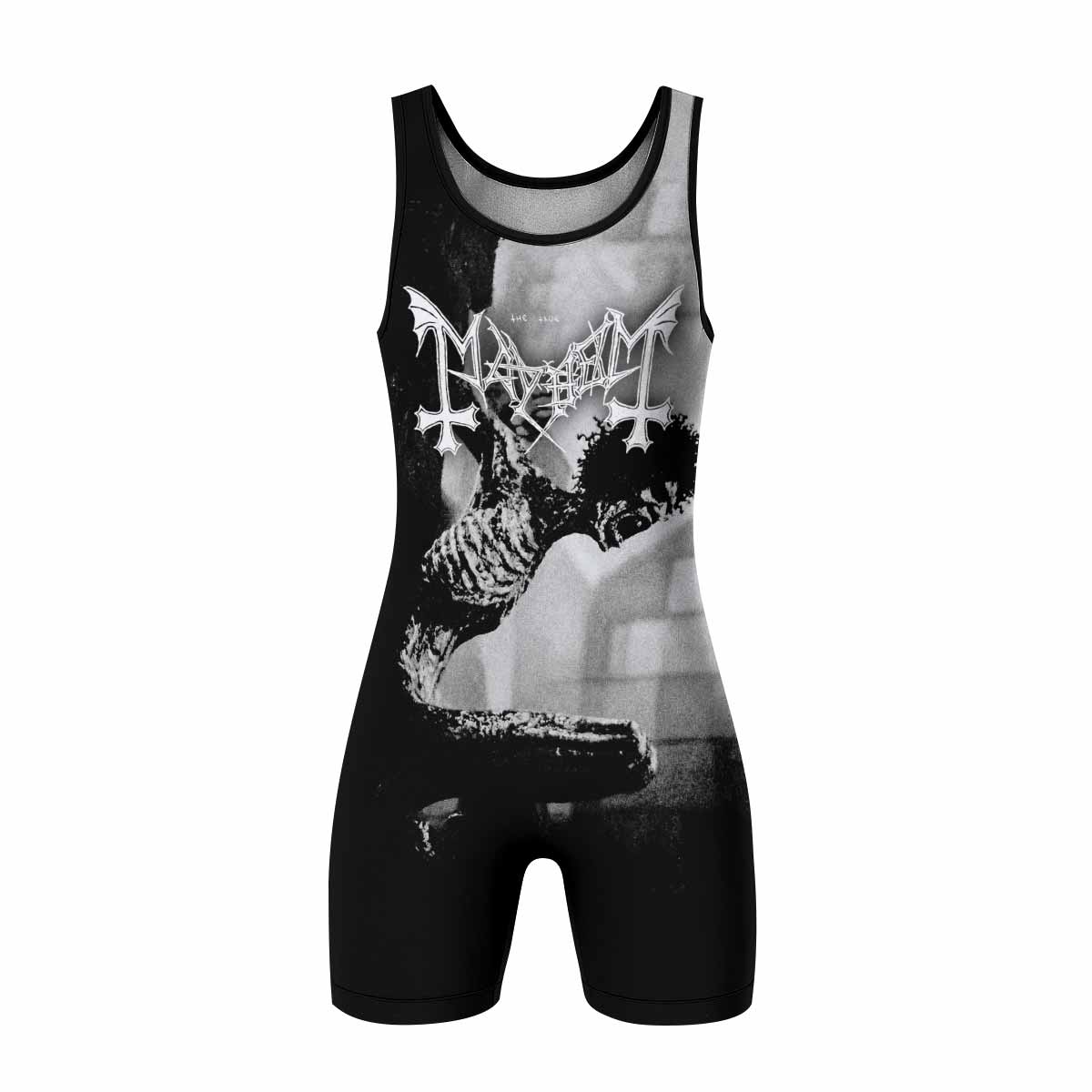 Mayhem Pure Fucking Armageddon Wrestling Singlet - front view mockup