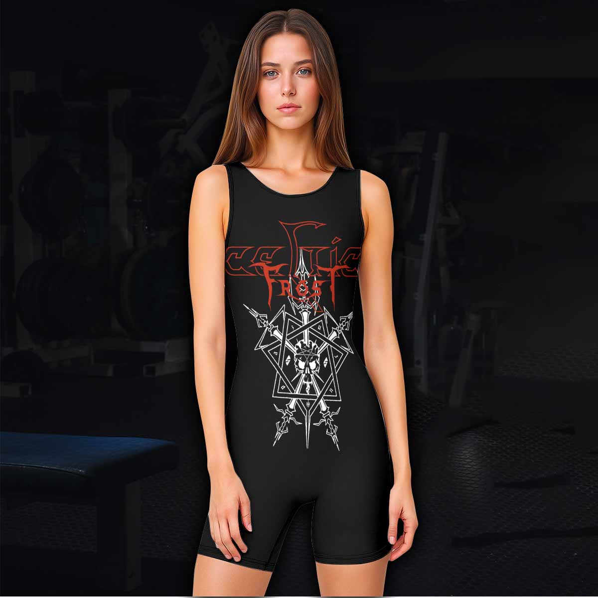 Celtic Frost Morbid Tales Sigil Wrestling Singlet - women's lifestyle view