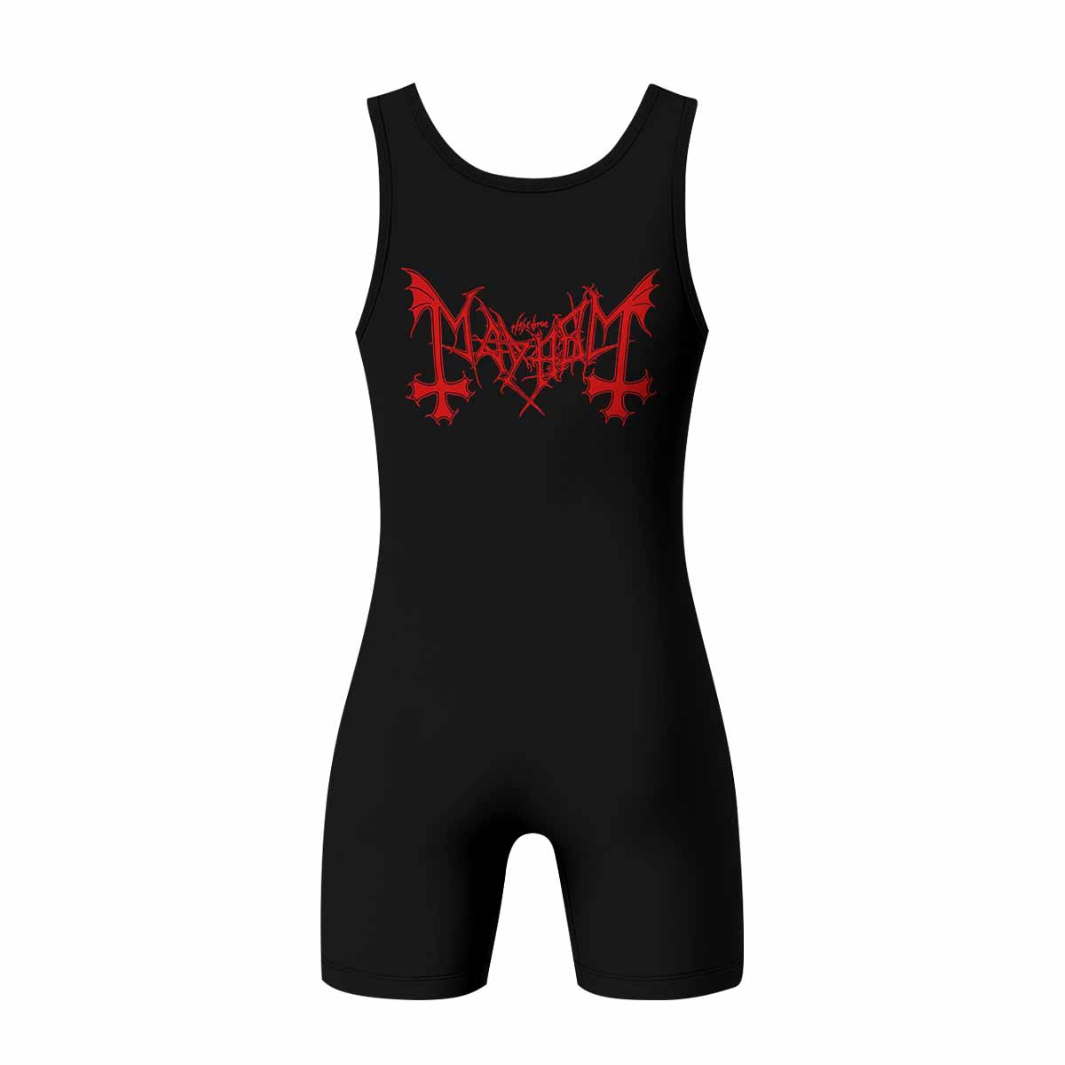 Mayhem Deathcrush No Fun No Core No Mosh No Trends Wrestling Singlet - back view mockup
