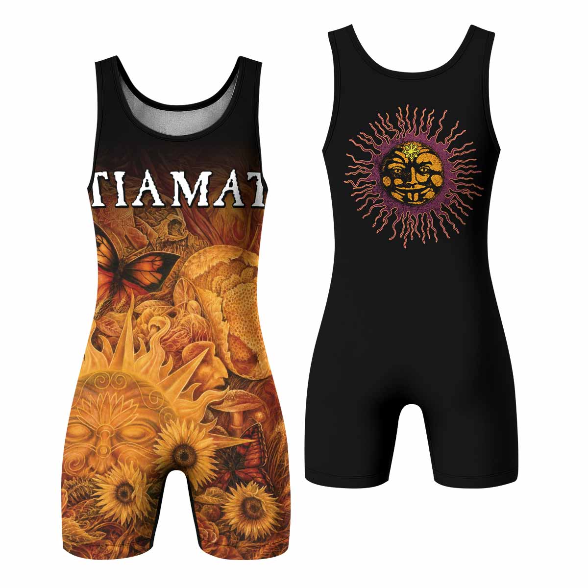 Tiamat Spiritual Sun Wrestling Singlet - front and back view