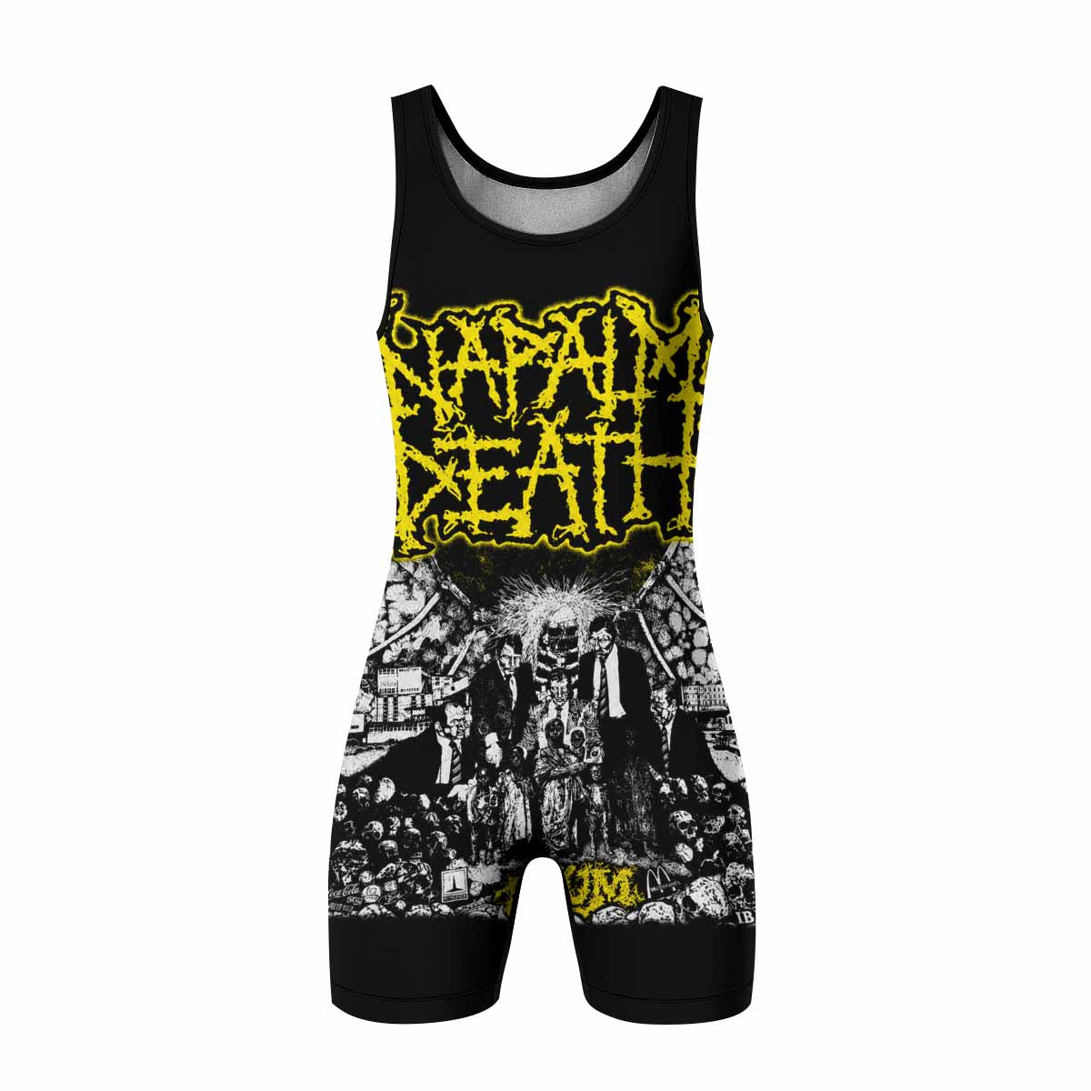 Napalm Death Scum Wrestling Singlet - front view mockup