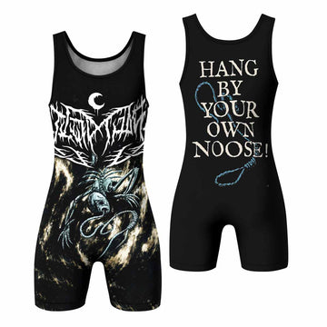 Leviathan A Silhouette in Splinters Wrestling Singlet - front and back view
