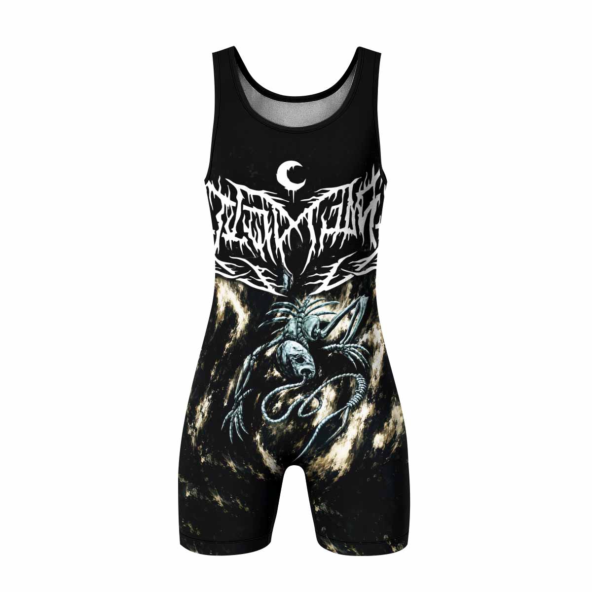 Leviathan A Silhouette in Splinters Wrestling Singlet - front view mockup