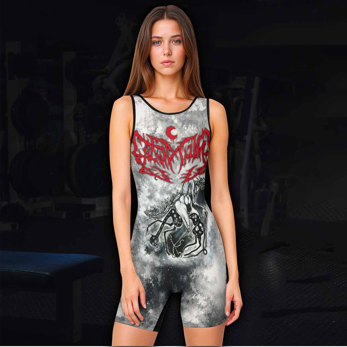Leviathan Tentacles of Whorror Wrestling Singlet - women's lifestyle view