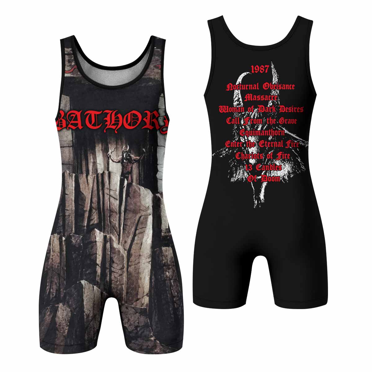 Bathory Under the Sign of the Black Mark Wrestling Singlet - front and back view