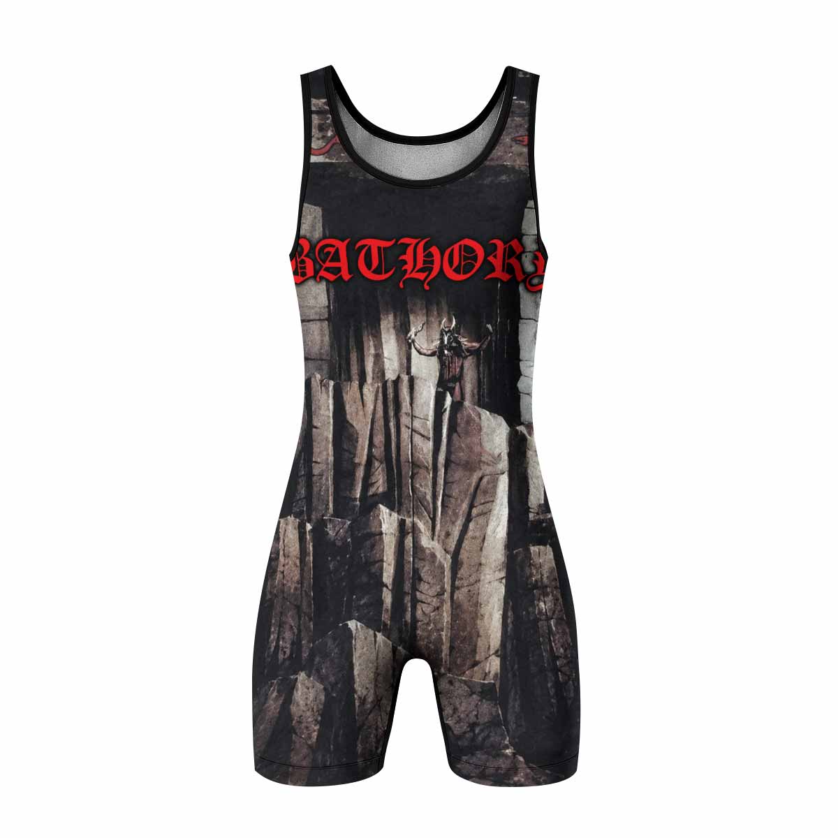 Bathory Under the Sign of the Black Mark Wrestling Singlet - front view mockup