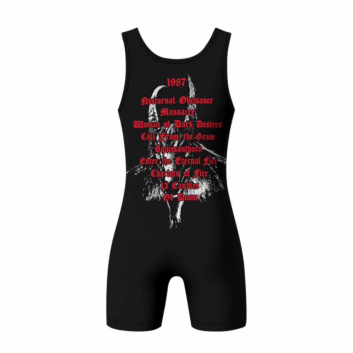 Bathory Under the Sign of the Black Mark Wrestling Singlet - back view mockup