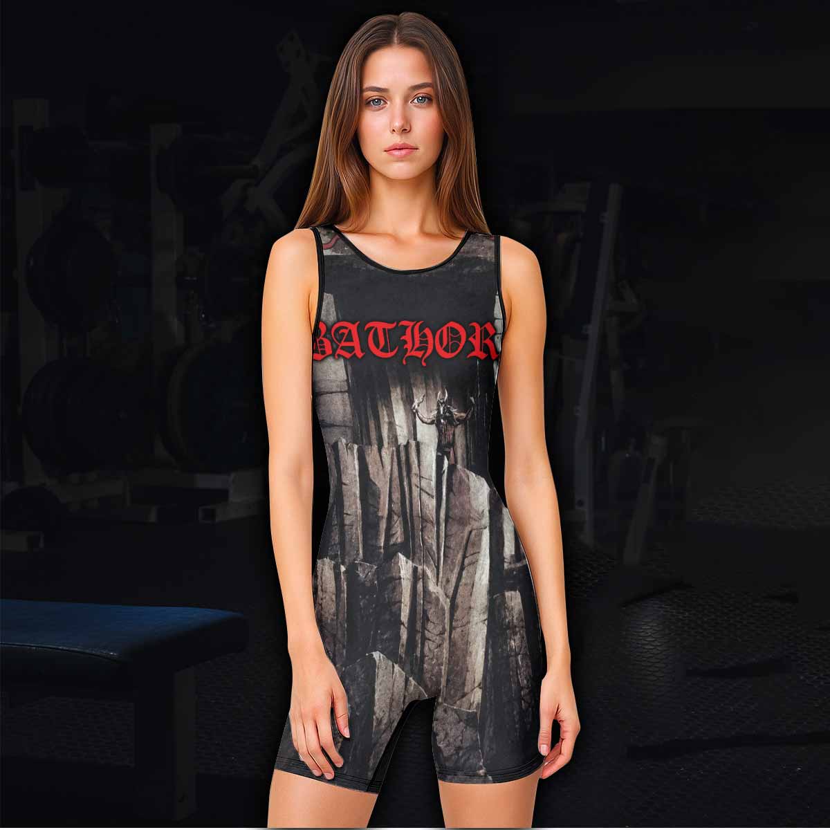 Bathory Under the Sign of the Black Mark Wrestling Singlet - women's lifestyle view
