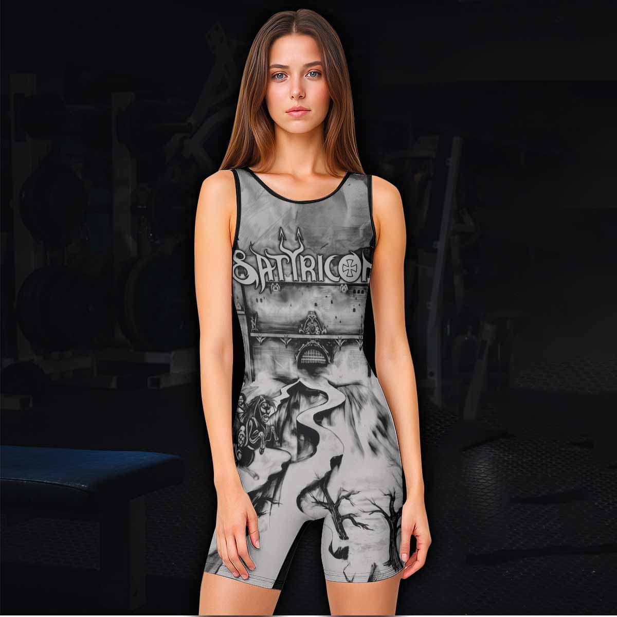 Satyricon Dark Medieval Times Wrestling Singlet - women's lifestyle view