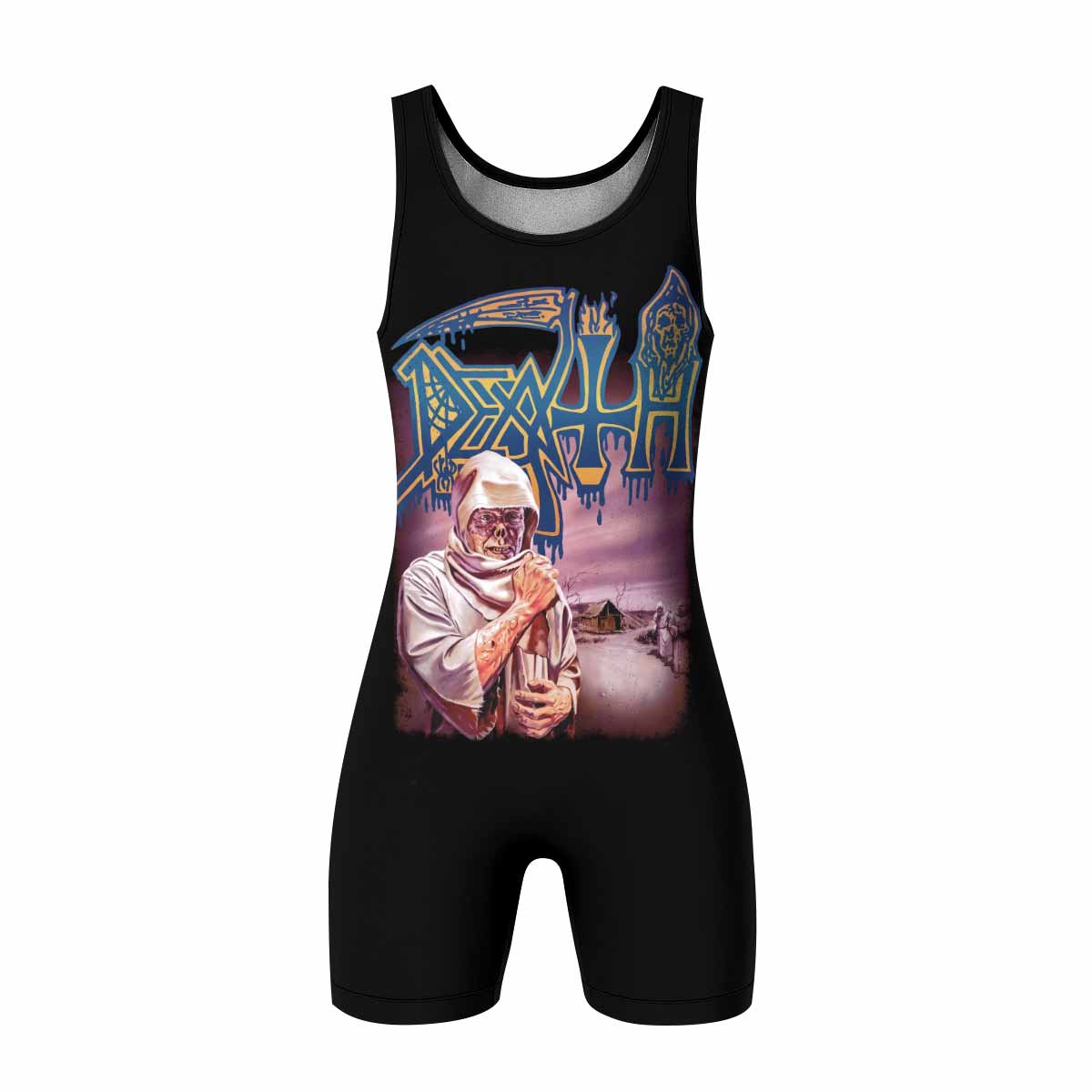 Death Leprosy Wrestling Singlet - front view mockup