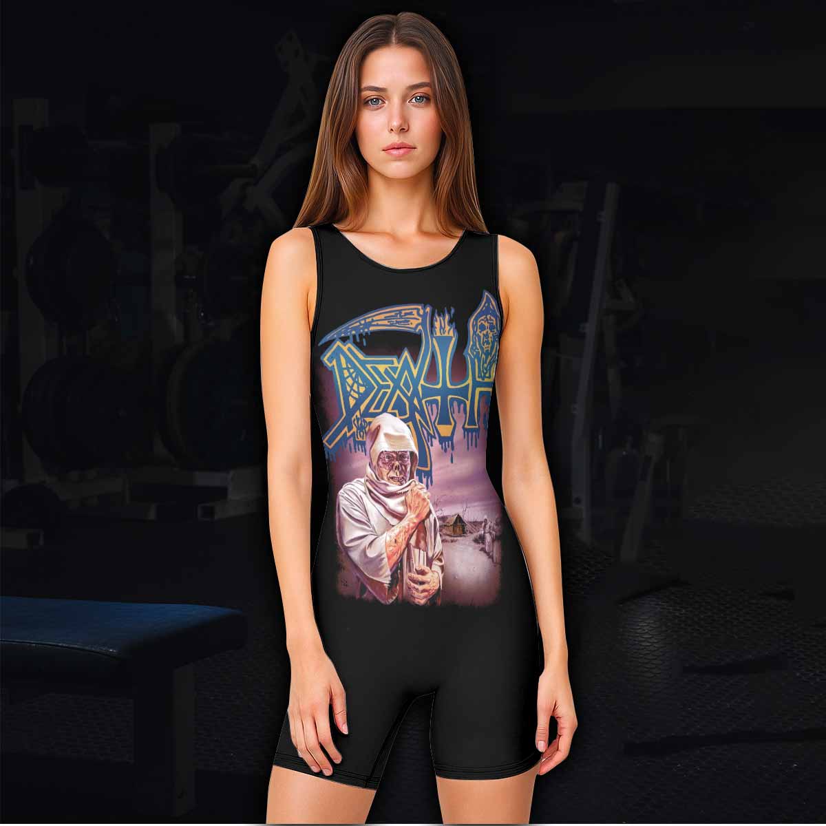 Death Leprosy Wrestling Singlet - women's lifestyle view