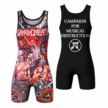 Napalm Death Utopia Banished Wrestling Singlet - front and back view