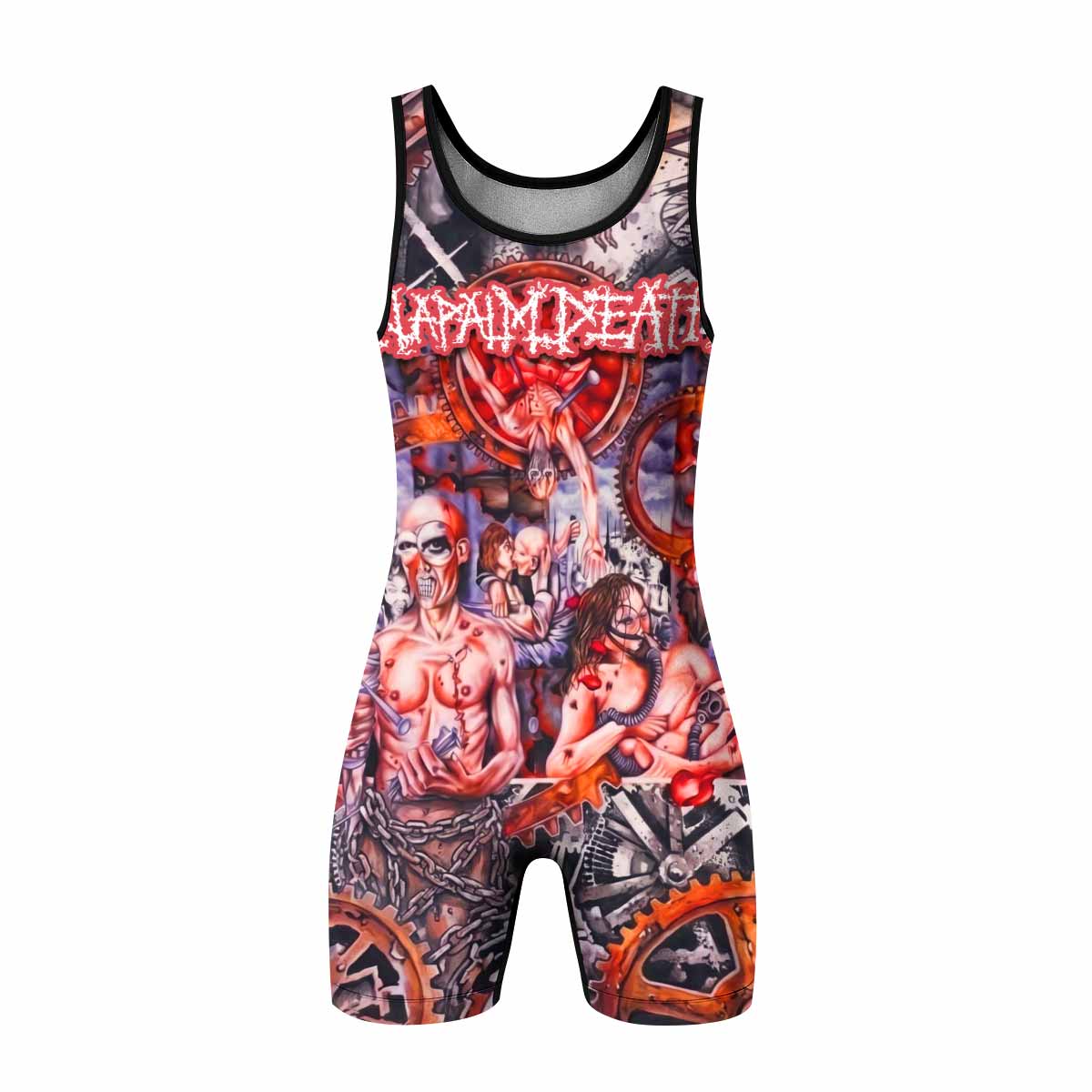 Napalm Death Utopia Banished Wrestling Singlet - front view mockup