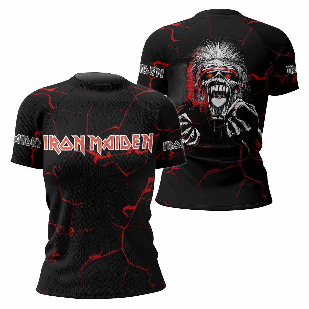 Iron Maiden A Real Dead One Women's Rash Guard Short Sleeve - front and back view