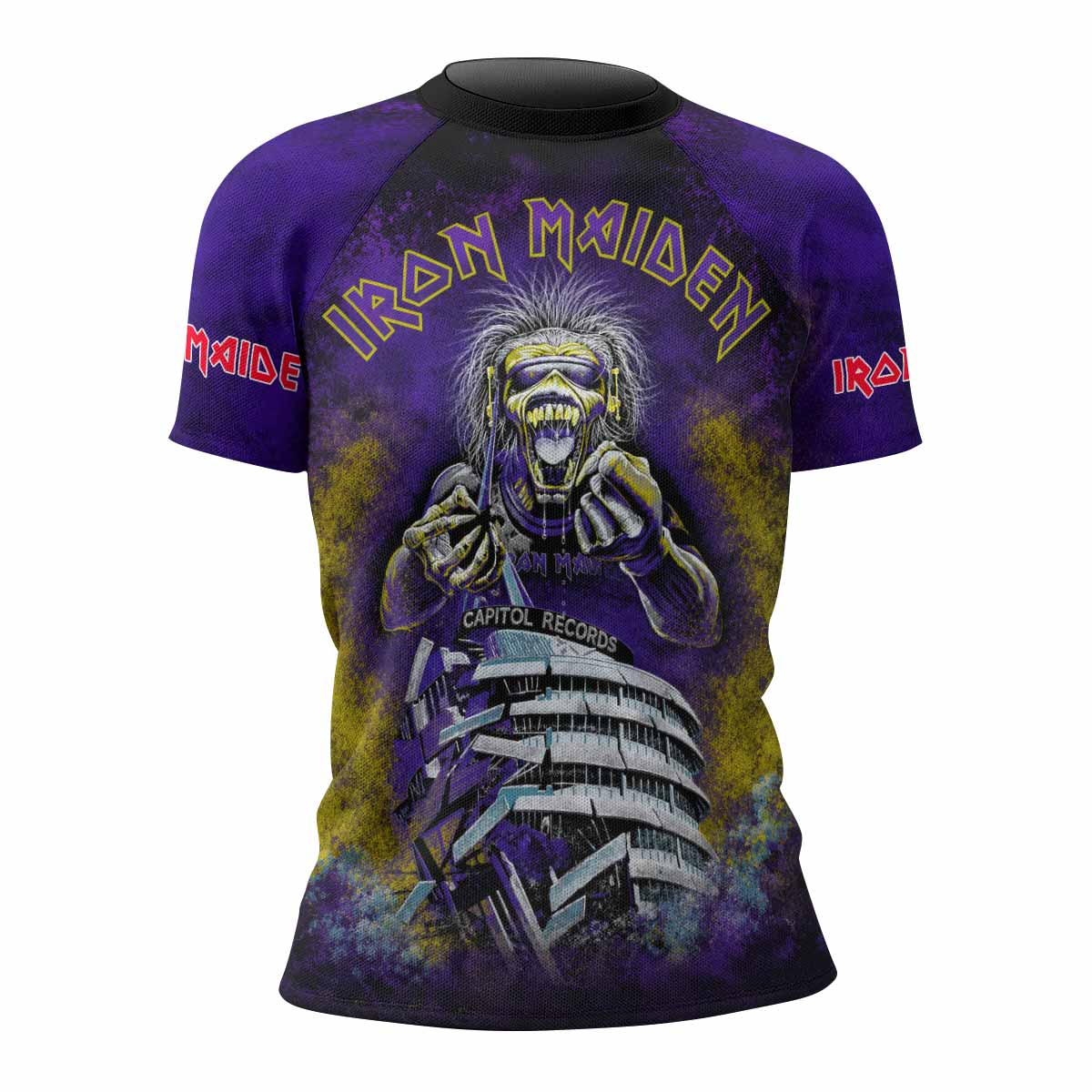 Iron Maiden Capitol Chaos Eddie Women's Rash Guard Short Sleeve - front view mockup