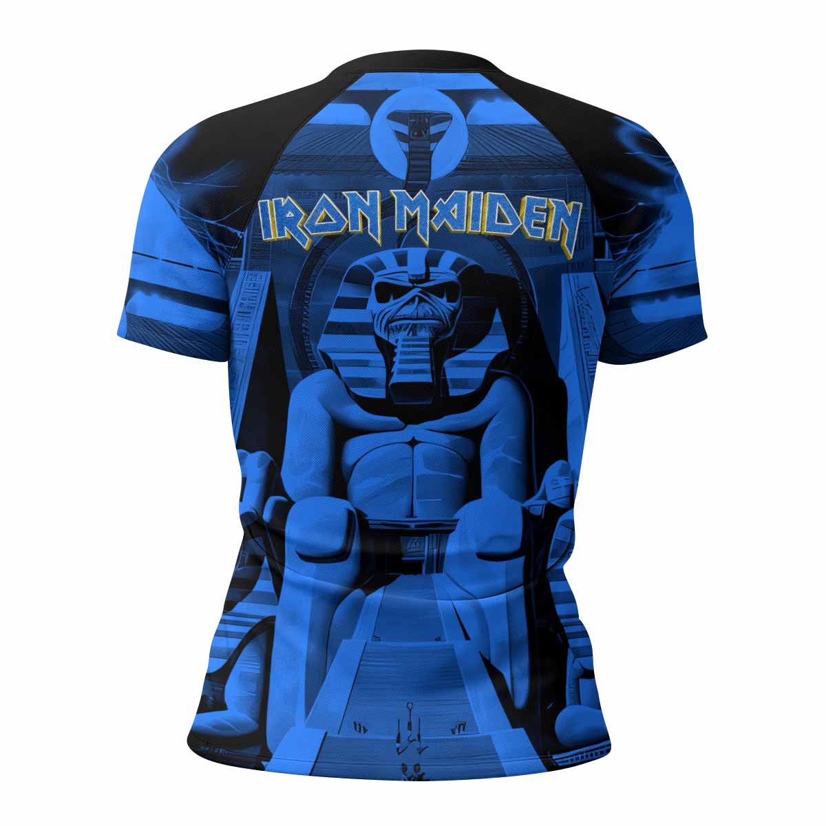 Iron Maiden Powerslave Mummy Eddie Women's Rash Guard Short Sleeve - back view mockup