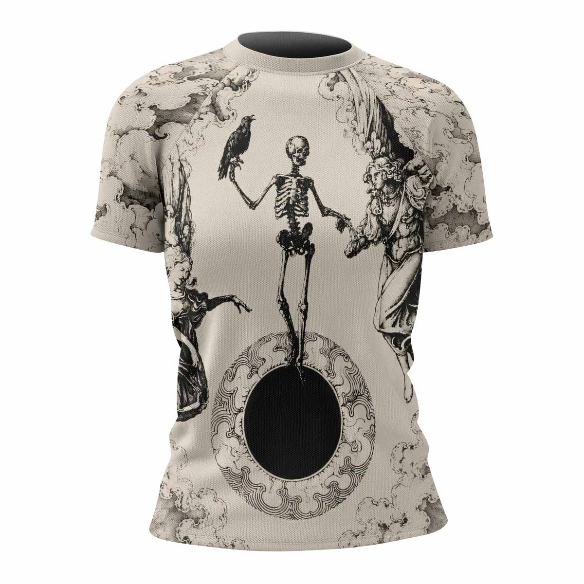 Celestial Memento Mori Women's Rash Guard Short Sleeve - front view mockup