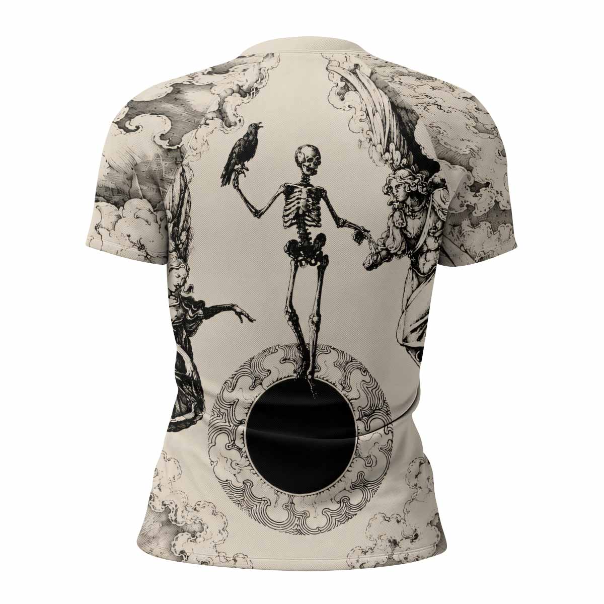 Celestial Memento Mori Women's Rash Guard Short Sleeve - back view mockup