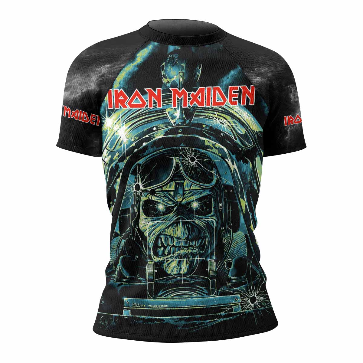 Iron Maiden Aces High Eddie Pilot Women's Rash Guard Short Sleeve - front view mockup