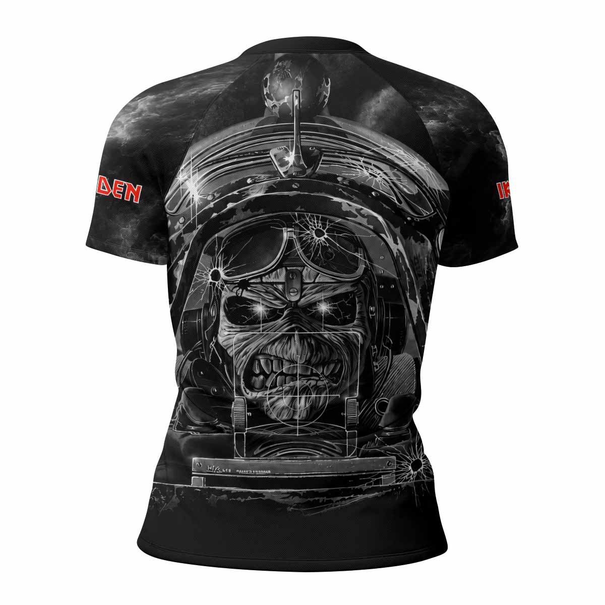 Iron Maiden Aces High Eddie Pilot Women's Rash Guard Short Sleeve - back view mockup