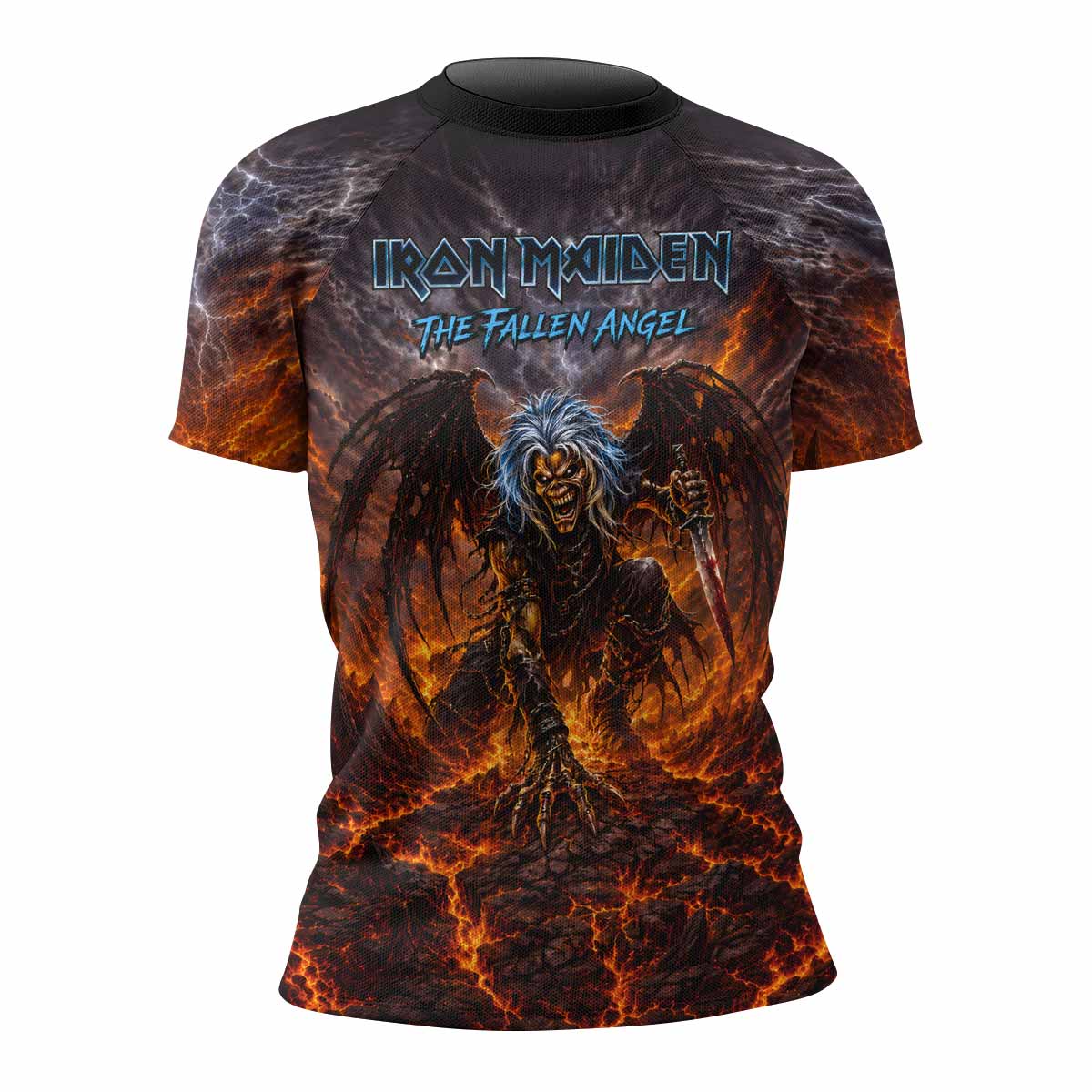 Iron Maiden The Fallen Angel Eddie Women's Rash Guard Short Sleeve - front view mockup