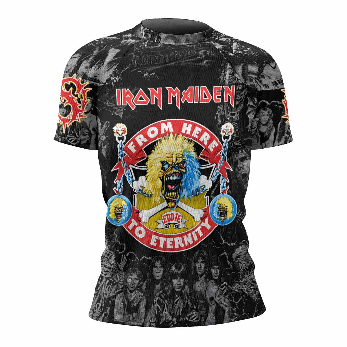 Iron Maiden From Here to Eternity Eddie Women's Rash Guard Short Sleeve - front view mockup