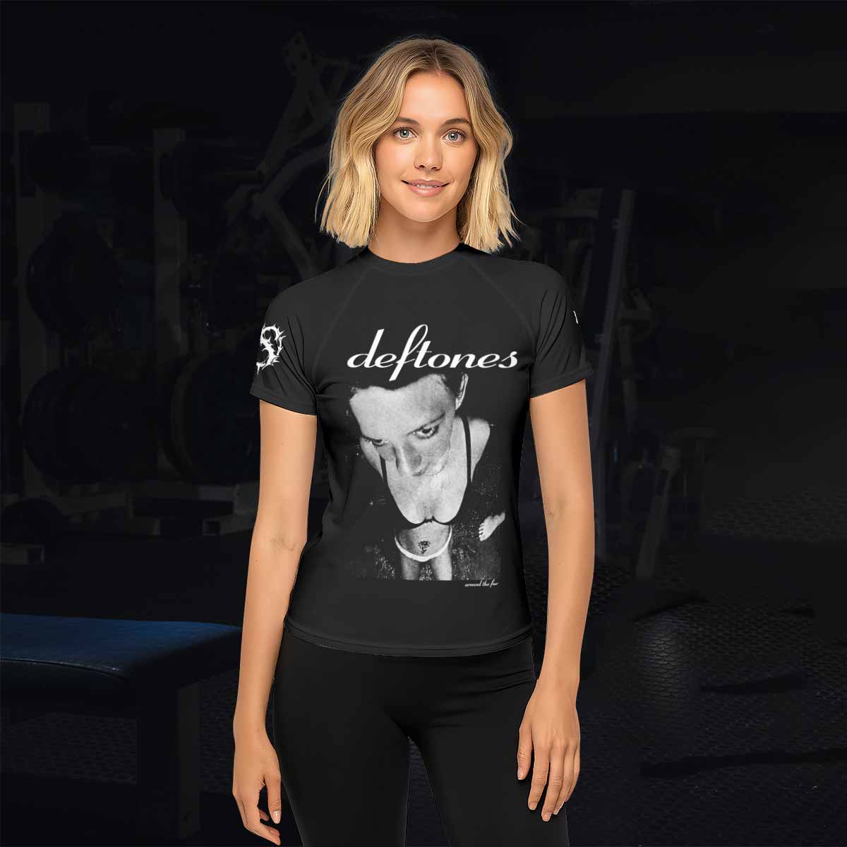 Deftones Around the Fur Women's Rash Guard Short Sleeve - lifestyle view