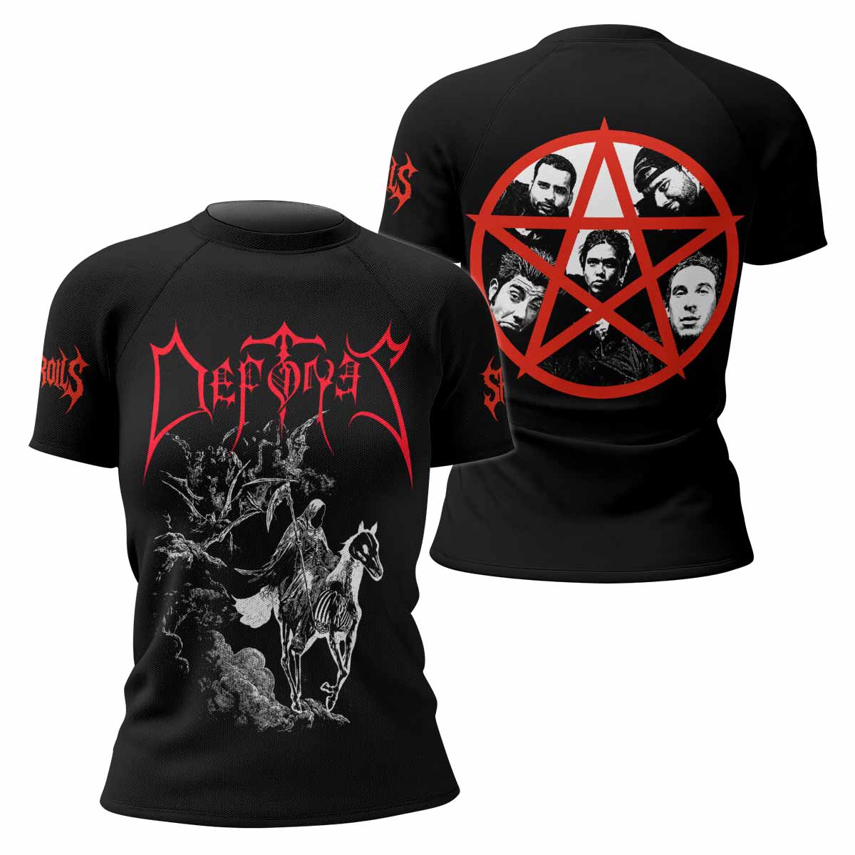 Deftones White Pony Grim Reaper Women's Rash Guard Short Sleeve - front and back view
