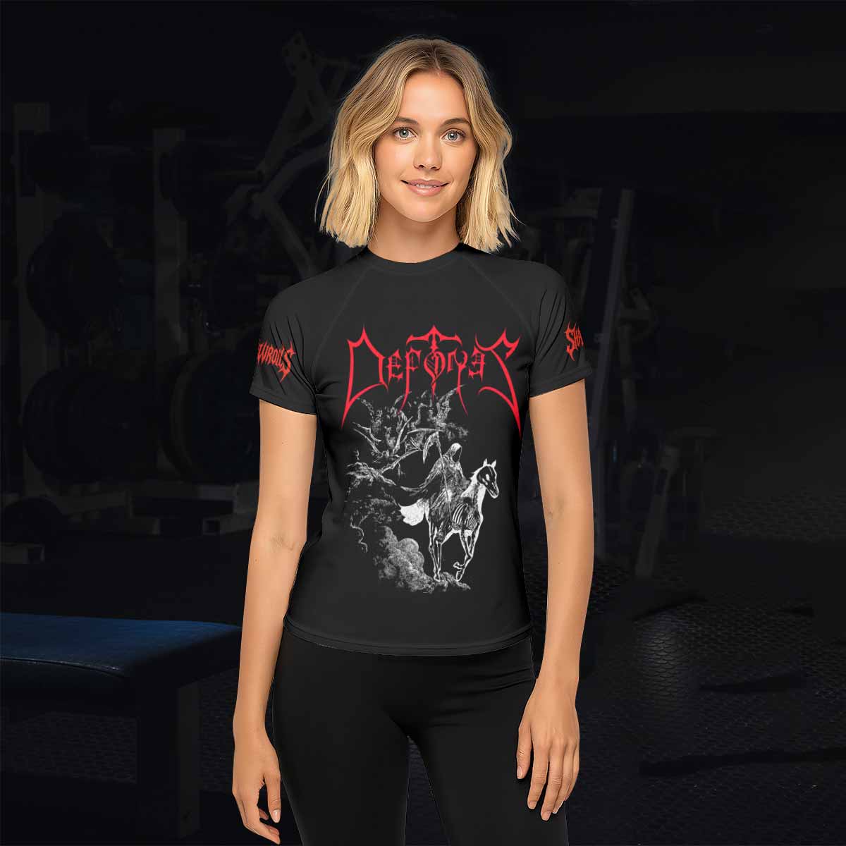 Deftones White Pony Grim Reaper Women's Rash Guard Short Sleeve - lifestyle view