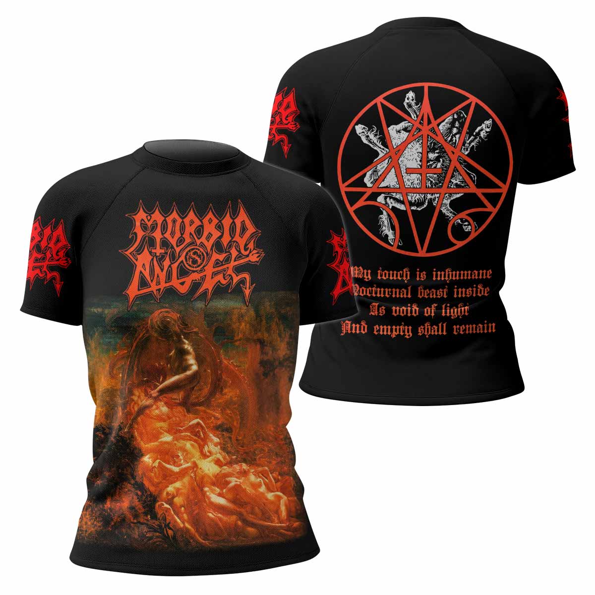 Morbid Angel Altars of Madness Women's Rash Guard Short Sleeve - front and back view
