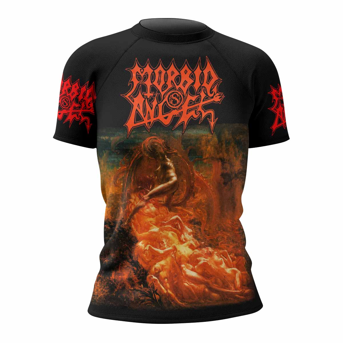 Morbid Angel Altars of Madness Women's Rash Guard Short Sleeve - front view mockup