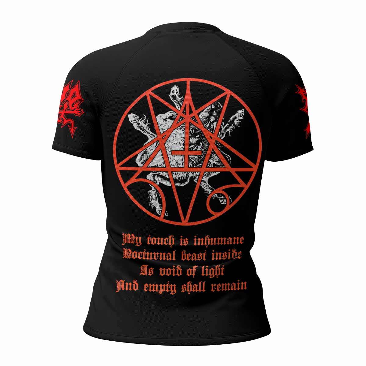 Morbid Angel Altars of Madness Women's Rash Guard Short Sleeve - back view mockup