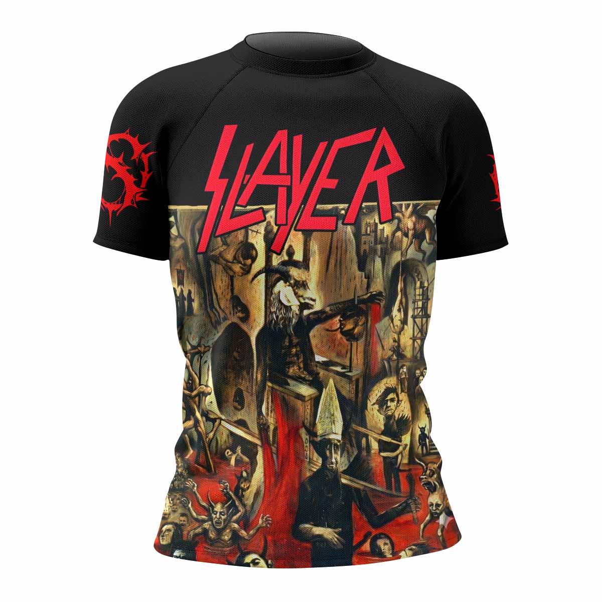 South of Heaven Slayer Women's Rash Guard Short Sleeve - front view mockup