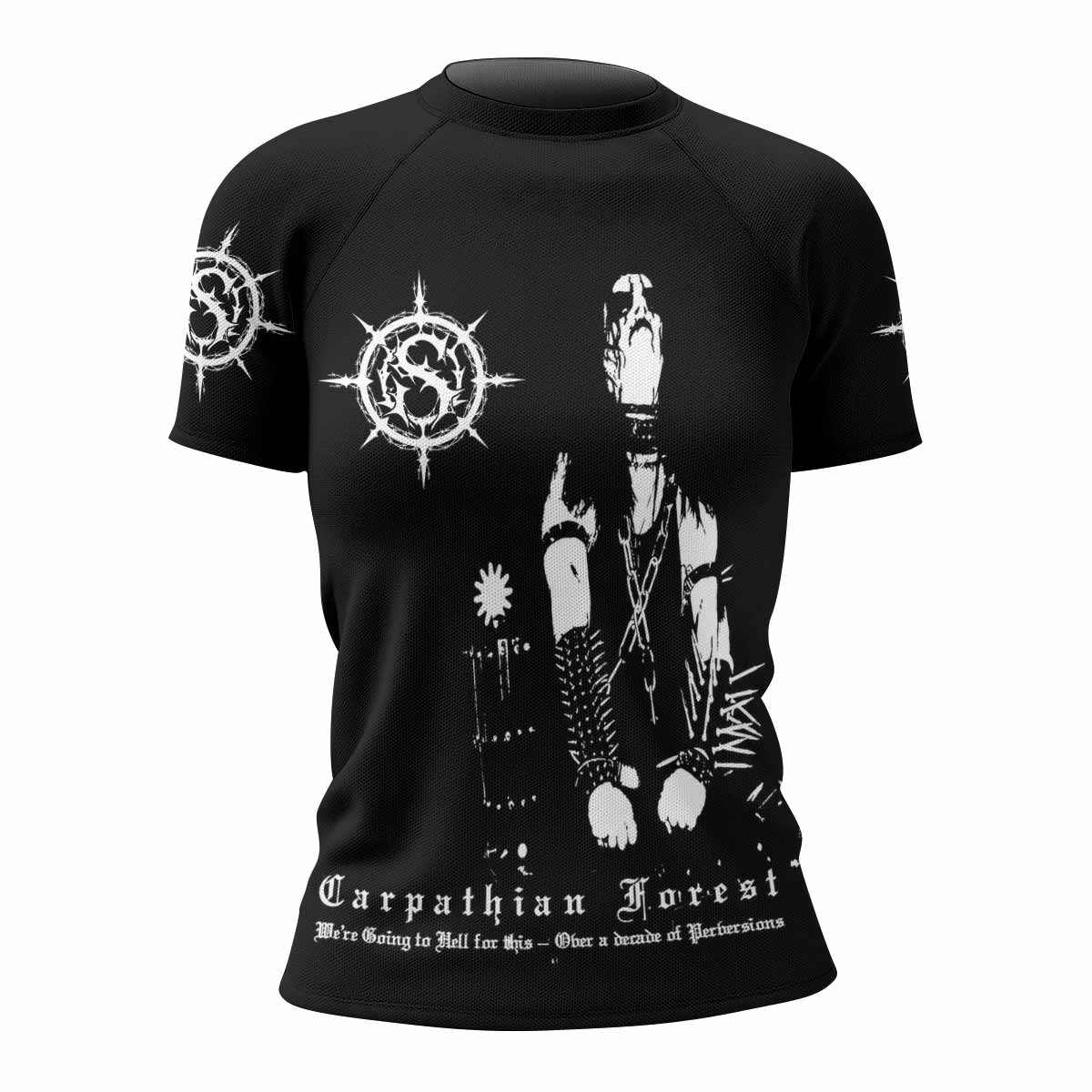 Carpathian Forest We're Going to Hell for This Women's Rash Guard Short Sleeve - front view mockup