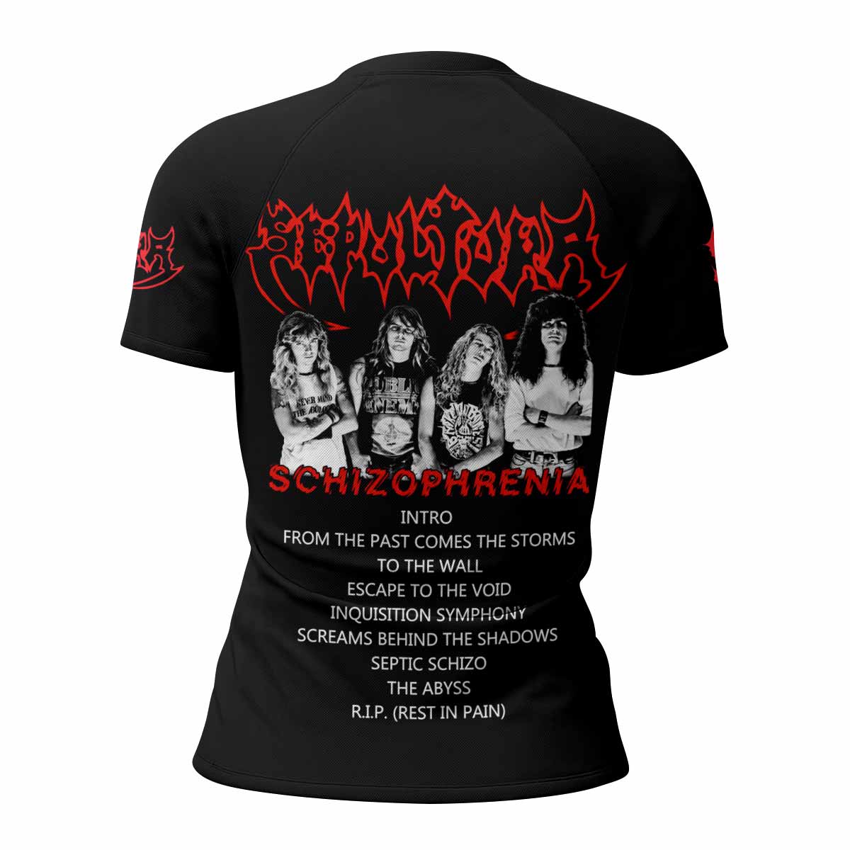 Sepultura Schizophrenia Women's Rash Guard Short Sleeve - back view mockup