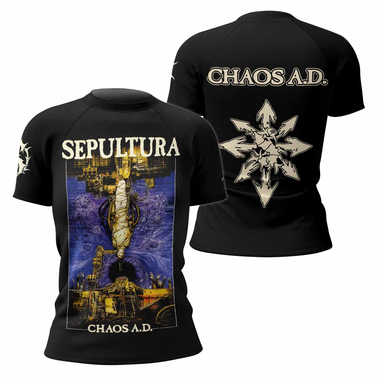 Chaos A.D. Sepultura Women's Rash Guard Short Sleeve - front and back view