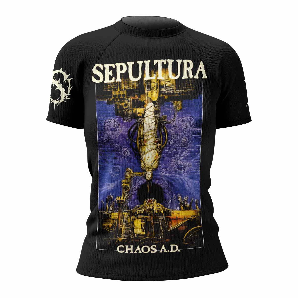 Chaos A.D. Sepultura Women's Rash Guard Short Sleeve - front view mockup