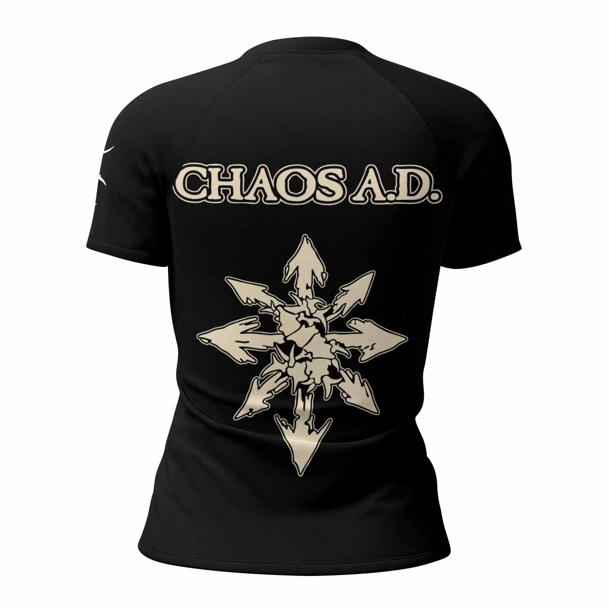 Chaos A.D. Sepultura Women's Rash Guard Short Sleeve - back view mockup